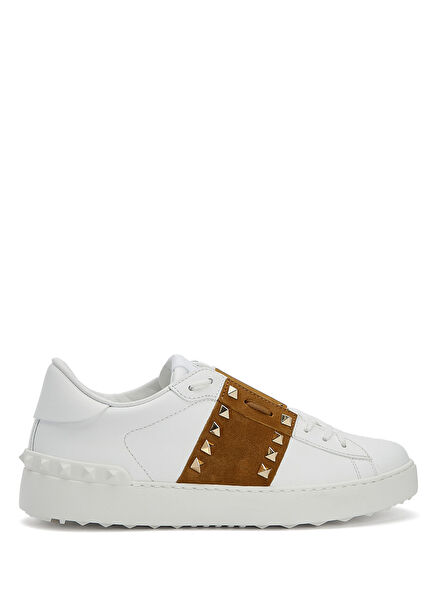 Rockstud Untitled Kahve Beyaz Kadın Deri Sneaker