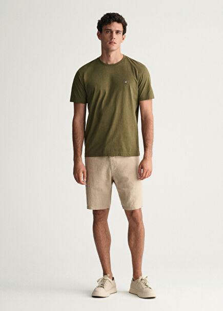 Yeşil Logolu Bisiklet Yaka Regular Fit Kısa Kollu Erkek T-shirt