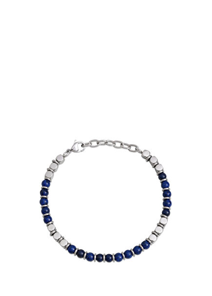 Lapis Taşlı Gri Çelik Erkek Bileklik