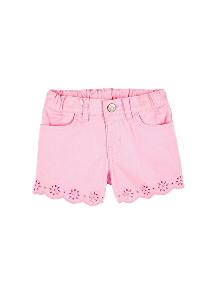Pembe İşlemeli Kız Çocuk Şort
