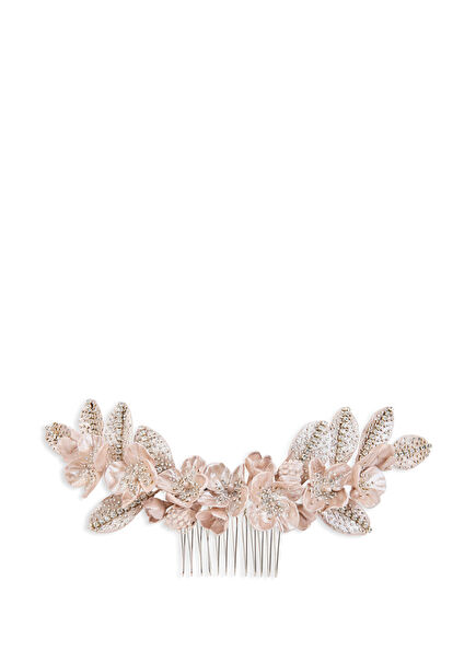 Liole Pembe Porselen Çiçek ve Kristal Taşlı Kadın Saç Aksesuarı