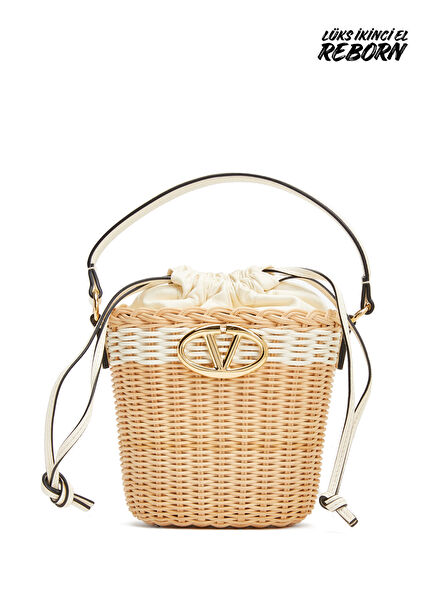 Valentino Garavani VLogo Wicker Basket Çanta