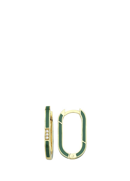 Dark Green Meineli Women's Gold Earrings