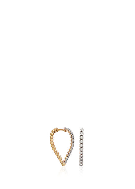 Ring V Diamond Stone 18K Gold Women's Earrings