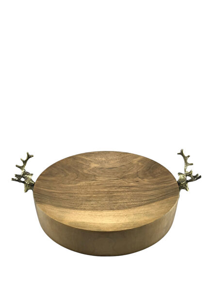 Kahverengi 2 Geyikli Ahşap Sunum Tabağı