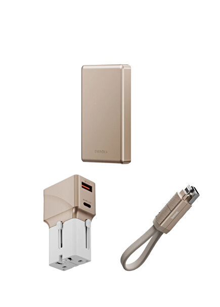 Energea X Bazic Gold Universal Travel Charger Set