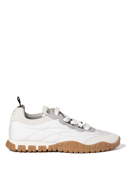 Tyre White Technical Fabric and Suede Women's Sneakers