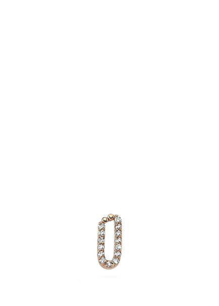 14K Rose Gold Women's Single Earrings with Letter A Diamonds