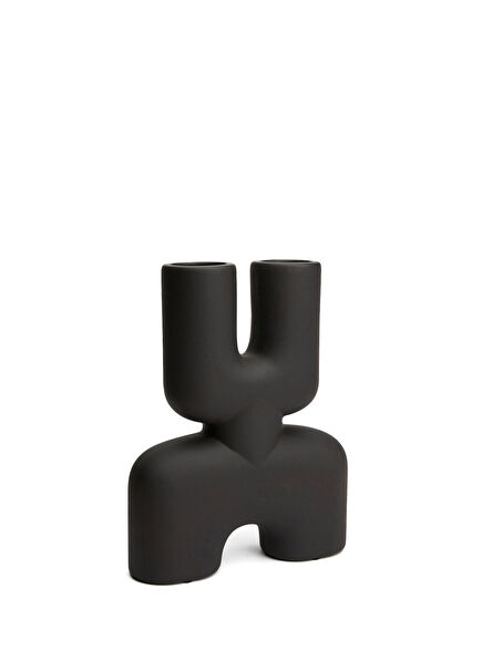 Cobra Double Mini Kahverengi Seramik Vazo