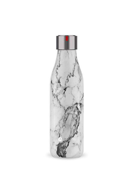 Heat Insulated Marble Black & White Steel Thermos Flask 500 ml
