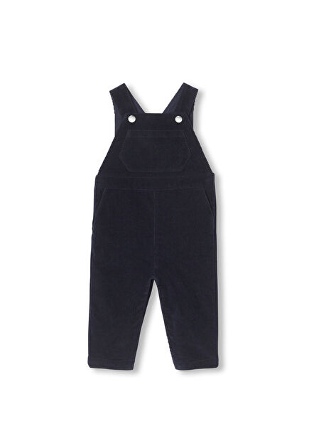 Navy Blue Velvet Baby Boy Salopet