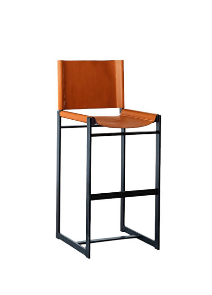 Ati Tan Leather Metal Bar Chair