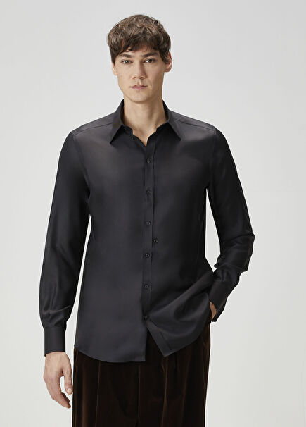 Martini Black Silk Twill Shirt