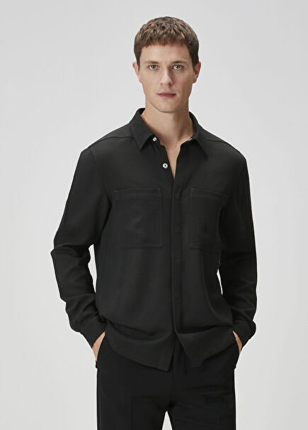 Siyah Yün Dış Gömlek