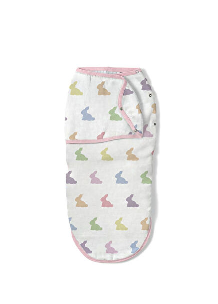 Rainbow Lapin Pink Muslin Baby Girl Ready Swaddle