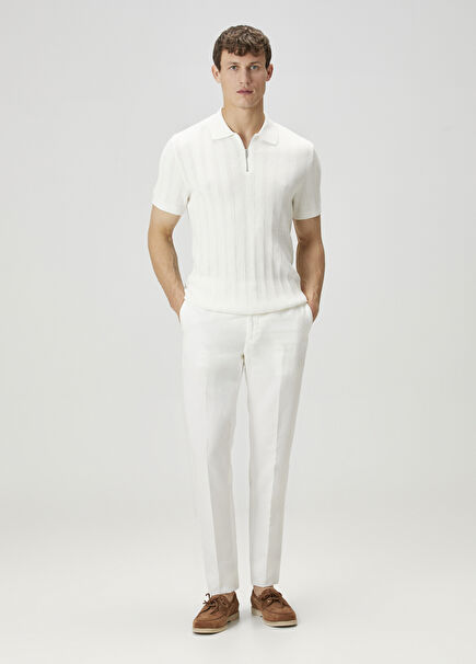 Beyaz Keten Pantolon