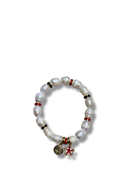 Doğal İnci 24 Ayar Altın Kaplama Kadın Bileklik