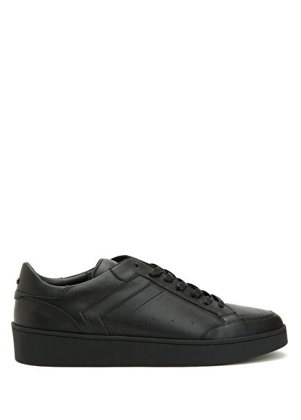 Black Mens Leather Sneakers