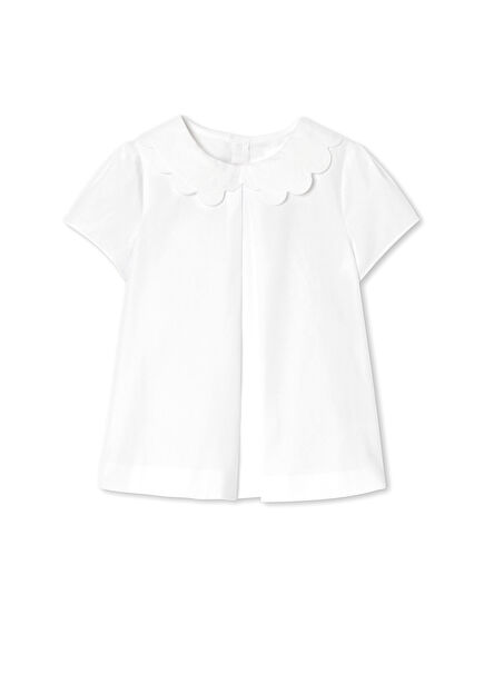 Peter Pan Collar Poplin White Girls' Blouse