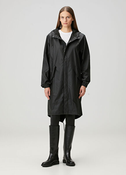 Fishtail Siyah Kapüşonlu Parka