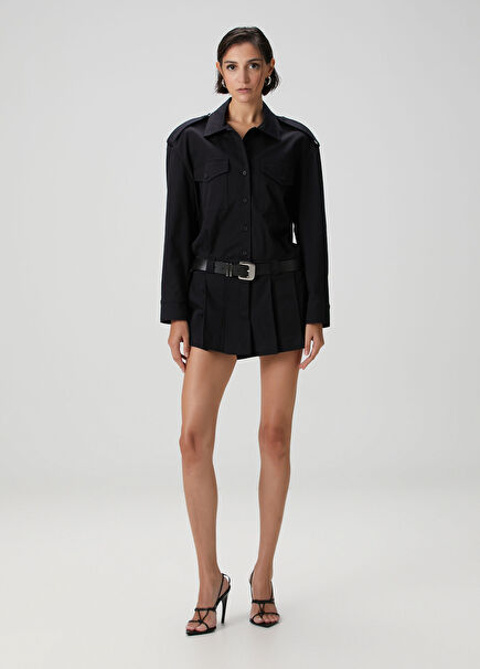 Siyah Pileli Gömlek Tulum