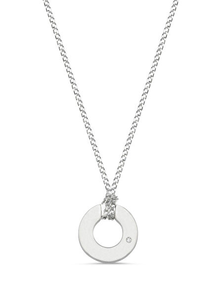 Circle Pırlantalı 925 Ayar Gümüş Kolye  