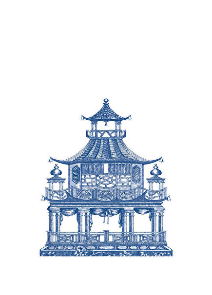 Toile Pagoda Çin Tarzı 4'lü Amerikan Servisi Seti