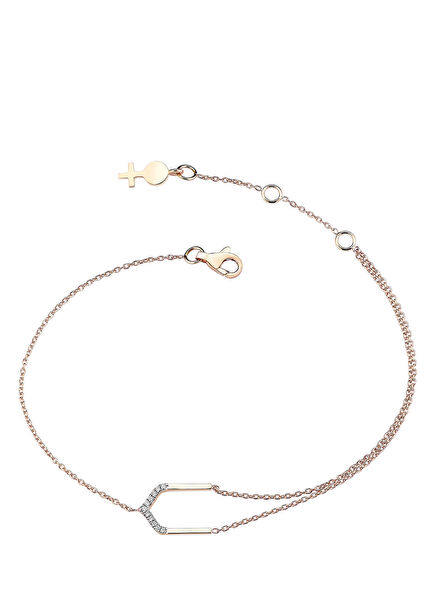 Four Centered Arch Pırlantalı Kadın Altın Bilezik