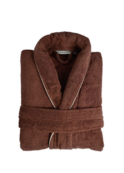 Calin Kahverengi %100 Pamuk Biyeli Unisex Bornoz 