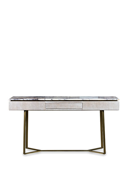 Loi Beige Leather Marble Console