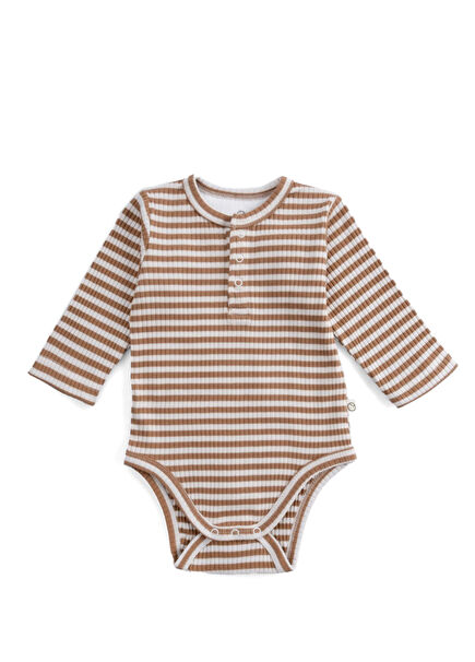 Kahverengi Ayarlanabilir Çıtçıtlı Modal Bebek Uzun Kollu Unisex Bebek Zıbın