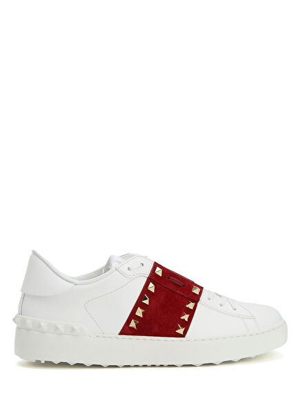 Open Royco White Red Women's Leather Sneakers