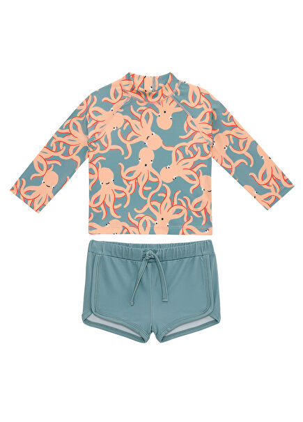 Octopus UV Protection Long Sleeve Baby Boy Swimsuit Set