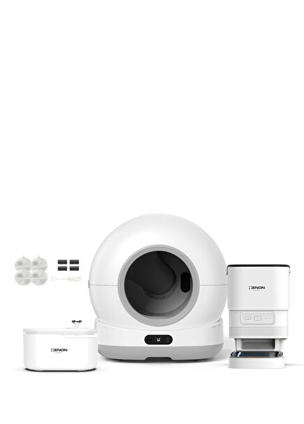 Akıllı Otomatik Kedi Tuvaleti Kameralı Mama Kabı ve Su Pınarı 4'lü Pet Ürünleri Seti