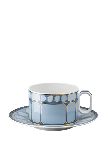 Signum Azure Blue Porcelain Tea Cup And Saucer