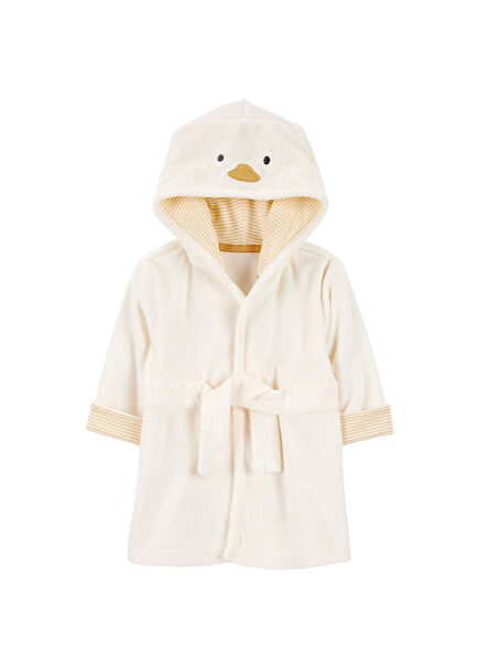 Ecru Cotton Hooded Unisex Baby Bathrobe