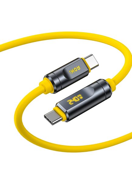 The Future Adonis 1m PD 3.1 120Gbps 240W 8K Charging Data Cable with Yellow Type-C to Type-C LED Display