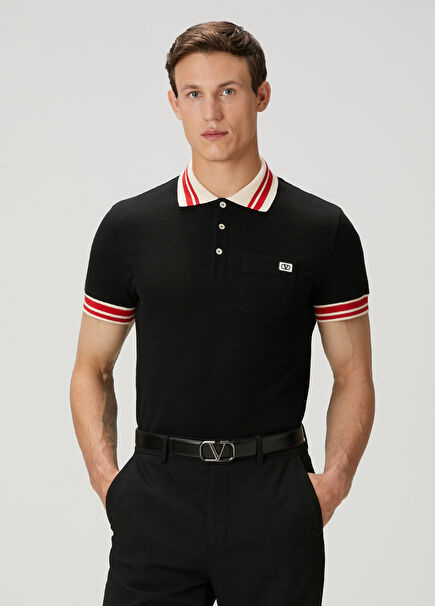 Black Short Sleeve Polo Sweater