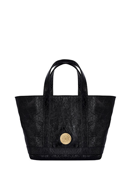 Mini Cosima Black Women Leather Shopping Bag