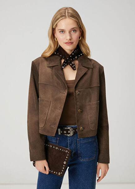 Brown Tumbled Short Leather Jacket