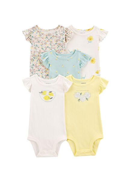 Layette Kısa Kollu Kız Bebek 5'li Zıbın Seti