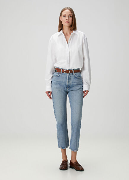 90s Pinch Blue Crop Straight Jeans