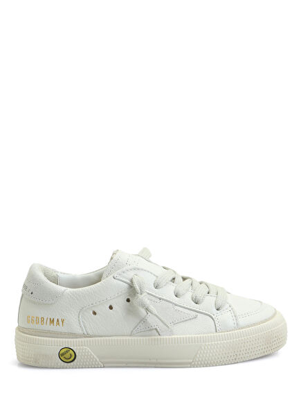 May White Kids Leather Sneaker