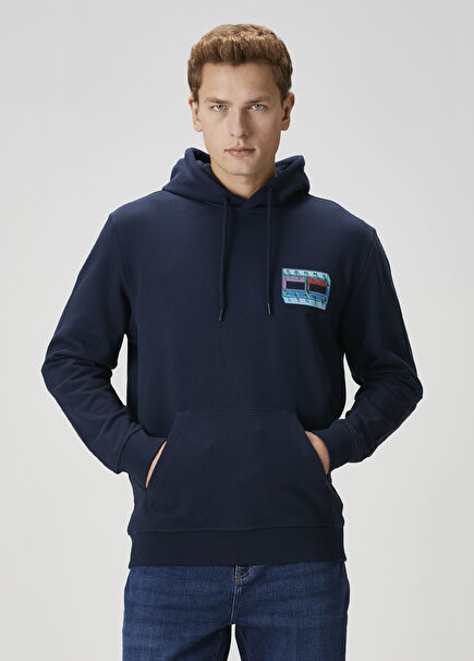 Mavi Kapüşonlu Sweatshirt