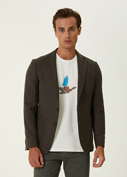 Koyu Kahverengi Kalın Flanel Yün Ceket