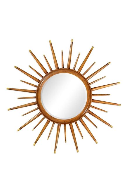 JC Modern Camden Gold Color Wooden Round Mirror