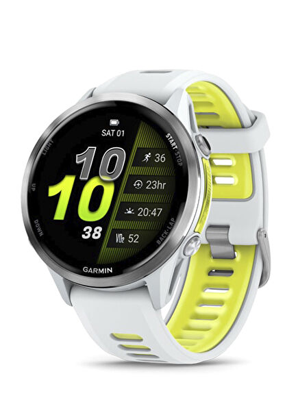 Forerunner 970 Titanyum Beyaz Sarı Silikon Kayışlı Akıllı Saat