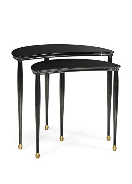 Berkley Piano Black Lacquer Ahşap Zigon Sehpa