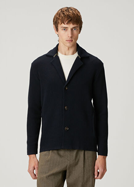 Navy Blue Knit Cardigan