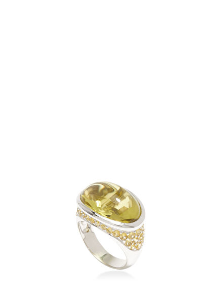 Silver Stone Womens Gold Ring